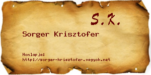 Sorger Krisztofer névjegykártya